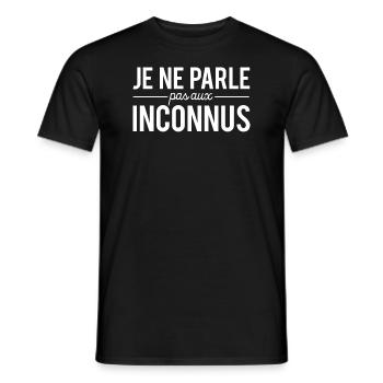 Je Ne Parle Pas Aux Inconnus J'Aime Pas Les Gens - T-shirt homme - noir - Devant - AI Model Male 178 light (178cm)