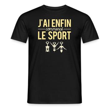 J'ai Enfin Commencé Le Sport Apéro Alcool Humour - T-shirt homme - noir - Devant - AI Model Male 178 light (178cm)