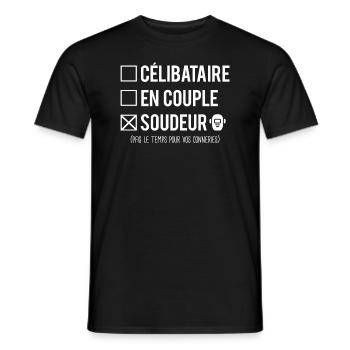 Célibataire En Couple Soudeur Soudure Humour - T-shirt homme - noir - Devant - AI Model Male 178 light (178cm)
