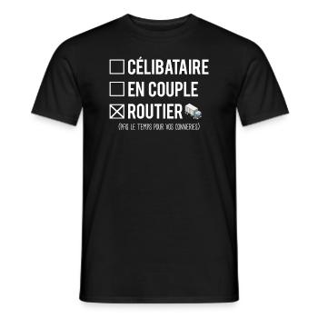 Célibataire En Couple Routier Chauffeur Camion - T-shirt homme - noir - Devant - AI Model Male 178 light (178cm)