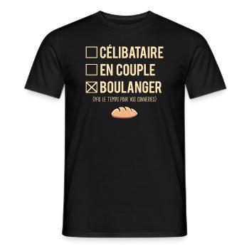 Célibataire En Couple Blague Boulanger Humour - T-shirt homme - noir - Devant - AI Model Male 178 light (178cm)