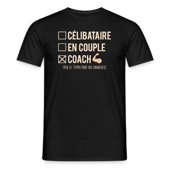 Célibataire En Couple Coach Sportif Humour - T-shirt homme - noir - Devant - AI Model Male 178 light (178cm)