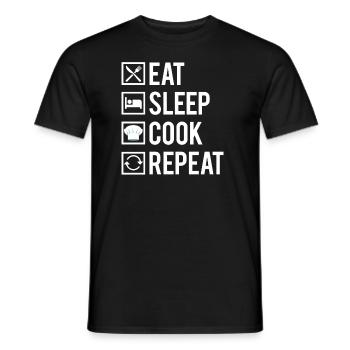 Eat Sleep Cook Repeat Métier Cuisinier Humour - T-shirt homme - noir - Devant - AI Model Male 178 light (178cm)