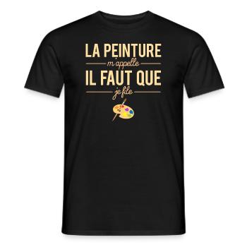 La Peinture M'appelle il Faut Que Je File Humour - T-shirt homme - noir - Devant - AI Model Male 178 light (178cm)