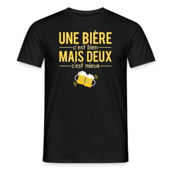 Une Bière C'est Bien Mais Deux C'est Mieux Blague - T-shirt homme - noir - Devant - AI Model Male 178 light (178cm)