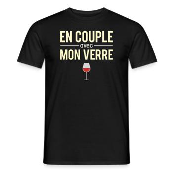En Couple Avec Mon Verre Blague Apéro Alcool - T-shirt homme - noir - Devant - AI Model Male 178 light (178cm)