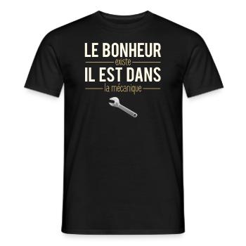Le Bonheur Existe Blague Mécanique Humour - T-shirt homme - noir - Devant - AI Model Male 178 light (178cm)