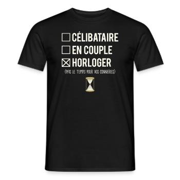 Célibataire En Couple Blague Horloger Humour - T-shirt homme - noir - Devant - AI Model Male 178 light (178cm)