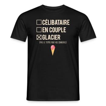 Célibataire En Couple Blague Glacier Humour - T-shirt homme - noir - Devant - AI Model Male 178 light (178cm)