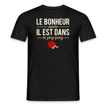 Le Bonheur Existe Blague Ping Pong Humour - T-shirt homme - noir - Devant - AI Model Male 178 light (178cm)