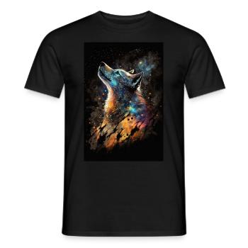 Wolf Galaxy Space Stars Space Mystical Cool - Men's T-Shirt - black - Front - AI Model Male 178 light (178cm)