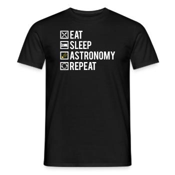 Eat sleep astronomy repeat humour - T-shirt homme - noir - Devant - AI Model Male 178 light (178cm)