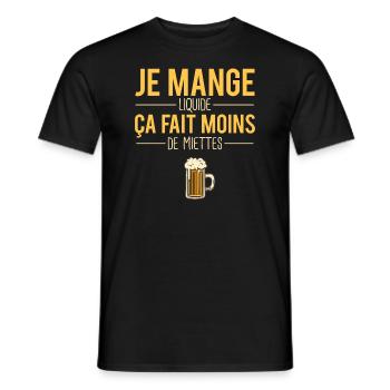 Je mange liquide ça fait moins de miettes apéro - T-shirt homme - noir - Devant - AI Model Male 178 light (178cm)