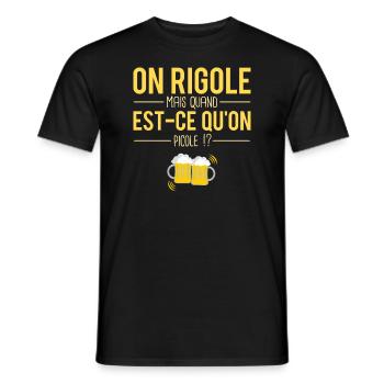 On rigole mais quand est-ce qu'on picole apéro - T-shirt homme - noir - Devant - AI Model Male 178 light (178cm)
