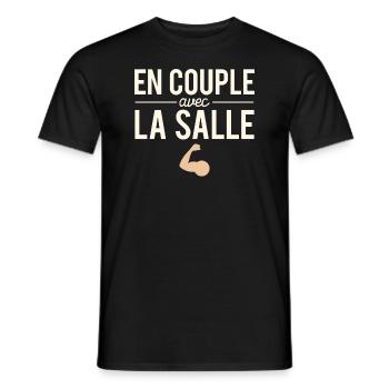 En couple avec la salle monsieur muscle sport - T-shirt homme - noir - Devant - AI Model Male 178 light (178cm)