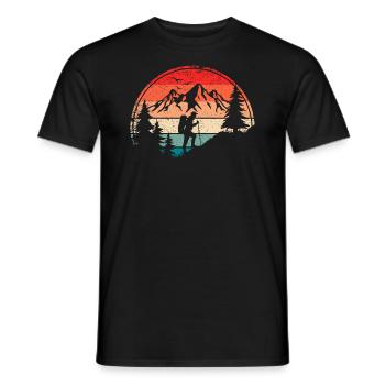 Adventure Hiking Outdoor Backpacking Hiker - Men's T-Shirt - black - Front - AI Model Male 178 light (178cm)