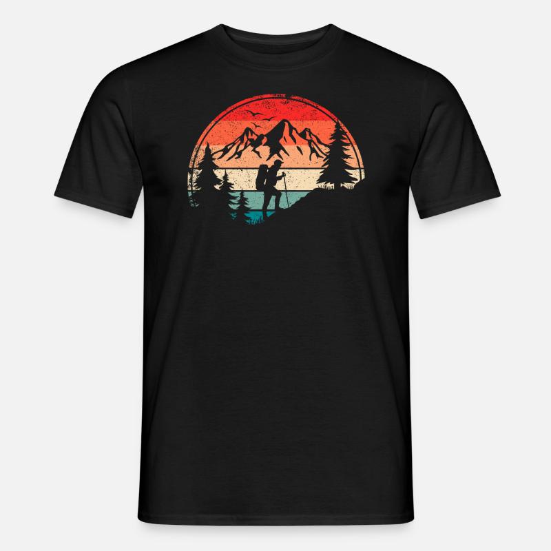 Retro Bergsteiger Berg Wandern Wanderer - Männer T-Shirt - Schwarz