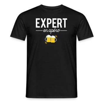 Expert en apéro amateur bière alcool apéro - T-shirt homme - noir - Devant - AI Model Male 178 light (178cm)