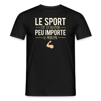 Le sport est la solution blague sportif humour - T-shirt homme - noir - Devant - AI Model Male 178 light (178cm)