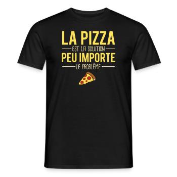 La pizza est la solution blague amoureux pizza - T-shirt homme - noir - Devant - AI Model Male 178 light (178cm)