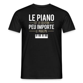 Le piano est la solution musique joueur piano - T-shirt homme - noir - Devant - AI Model Male 178 light (178cm)