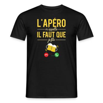 L'apéro m'appelle il faut que je file bière - T-shirt homme - noir - Devant - AI Model Male 178 light (178cm)