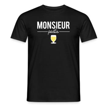 Monsieur pastis jaune blague amateur pastis - T-shirt homme - noir - Devant - AI Model Male 178 light (178cm)
