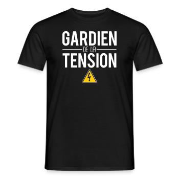 Gardien de la tension cadeau électricien humour - T-shirt homme - noir - Devant - AI Model Male 178 light (178cm)