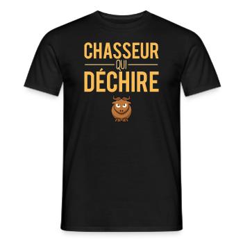 Chasseur qui déchire cadeau papa chasseur - T-shirt homme - noir - Devant - AI Model Male 178 light (178cm)