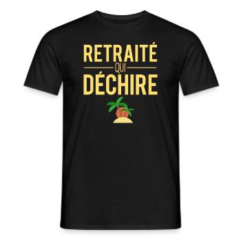 Retraité qui déchire cadeau départ retraite - T-shirt homme - noir - Devant - AI Model Male 178 light (178cm)