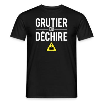 Grutier qui déchire construction chantier humour - T-shirt homme - noir - Devant - AI Model Male 178 light (178cm)