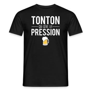 Tonton qui gère la pression mousse pression humour - T-shirt homme - noir - Devant - AI Model Male 178 light (178cm)