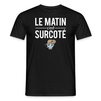 Le matin c'est surcoté réveil fatigue flemme - T-shirt homme - noir - Devant - AI Model Male 178 light (178cm)