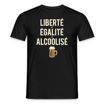 Liberté égalité alcoolisé blague amateur apéro - T-shirt homme - noir - Devant - AI Model Male 178 light (178cm)