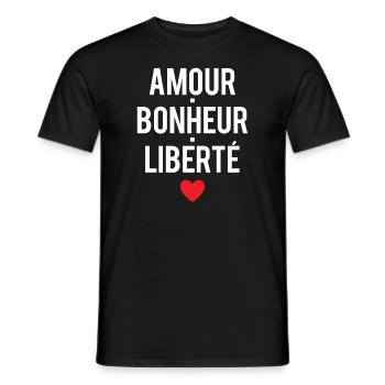 Amour bonheur liberté expression - T-shirt homme - noir - Devant - AI Model Male 178 light (178cm)