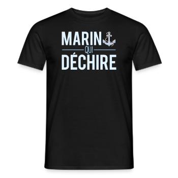 Marin qui déchire blague capitaine bateau humour - T-shirt homme - noir - Devant - AI Model Male 178 light (178cm)