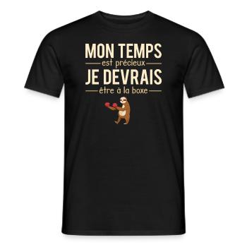 Mon temps est précieux boxe boxeur humour - T-shirt homme - noir - Devant - AI Model Male 178 light (178cm)