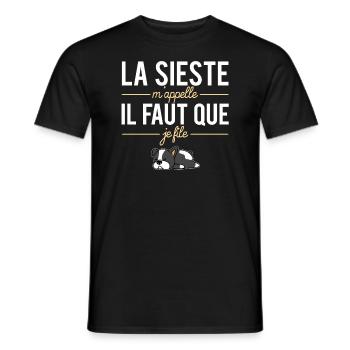 La sieste m'appelle il faut que je file fatigue - T-shirt homme - noir - Devant - AI Model Male 178 light (178cm)