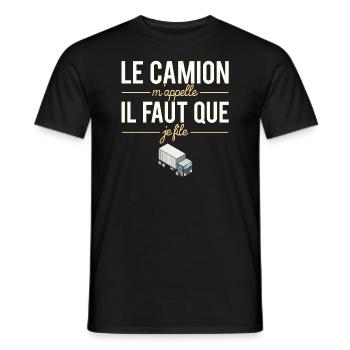 Le camion m'appelle il faut que je file routier - T-shirt homme - noir - Devant - AI Model Male 178 light (178cm)