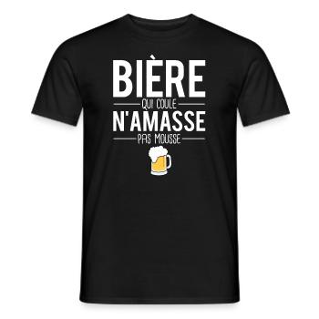 Bière qui n'amasse pas mousse apéro humour - T-shirt homme - noir - Devant - AI Model Male 178 light (178cm)