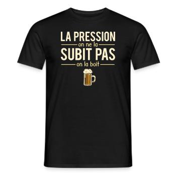 La pression on ne la subit pas on la boit apéro - T-shirt homme - noir - Devant - AI Model Male 178 light (178cm)