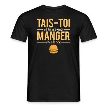 Tais-toi et laisse-moi manger en silence - T-shirt homme - noir - Devant - AI Model Male 178 light (178cm)