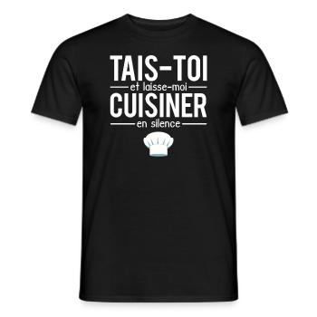 Tais-toi et laisse-moi cuisinier en silence - T-shirt homme - noir - Devant - AI Model Male 178 light (178cm)