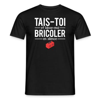 Tais-toi et laisse-moi bricoler en silence humour - T-shirt homme - noir - Devant - AI Model Male 178 light (178cm)