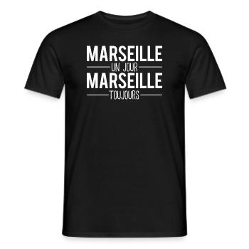 Marseille un jour marseille toujours marseillais - T-shirt homme - noir - Devant - AI Model Male 178 light (178cm)