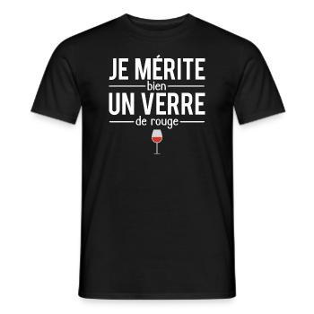 Je mérite bien un verre de rouge vin humour - T-shirt homme - noir - Devant - AI Model Male 178 light (178cm)