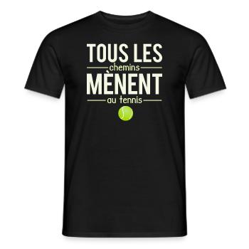 Tous les chemins mènent au tennis sport humour - T-shirt homme - noir - Devant - AI Model Male 178 light (178cm)