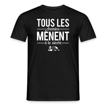 Tous les chemins mènent à la sieste humour - T-shirt homme - noir - Devant - AI Model Male 178 light (178cm)