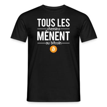 Tous les chemins mènent au bitcoin crypto humour - T-shirt homme - noir - Devant - AI Model Male 178 light (178cm)