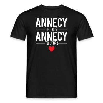 Annecy un jour annecy toujours cadeau annécien - T-shirt homme - noir - Devant - AI Model Male 178 light (178cm)